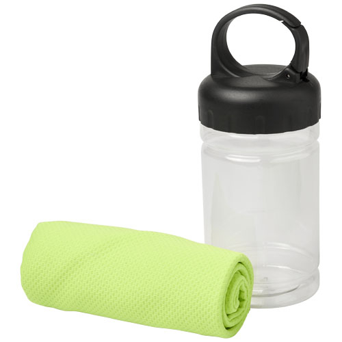 Serviette publicitaire avec housse en PET - Rémy Citron vert